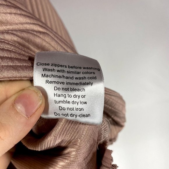 MONDETTA Dusty Pink Ribbed Sweatshirt Women's Medium Side Zip Long Sleeve Boxy - Picture 10 of 10